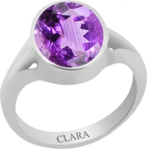Clara Certified Katela 8.3 cts or 9.25 ratti Zoya Sterling Silver Amethyst Ring